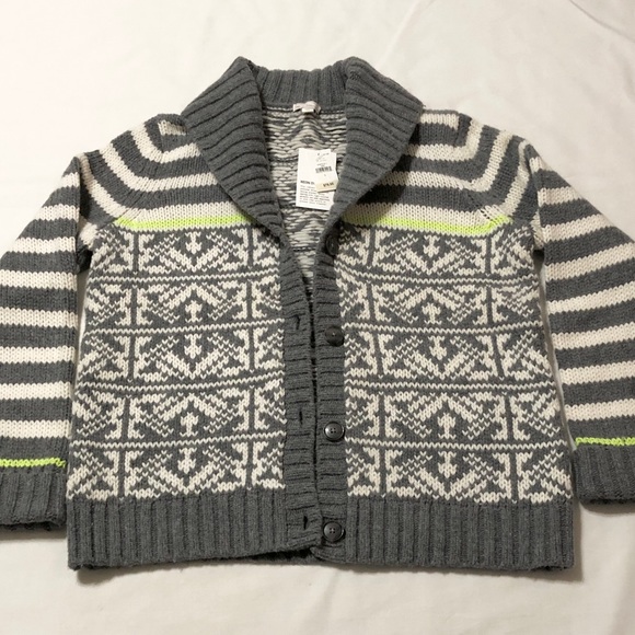 Gap Women’s Nordic Style Gray/White/Lime Cardigan Sweater w/Shawl Collar - L - Picture 11 of 15